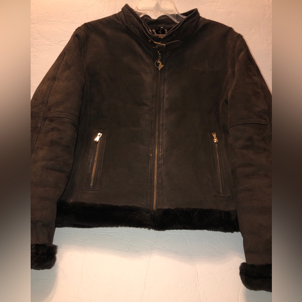 VTG Y2K Baby Phat Women's XXL Brown Soft Suede Faux Fur Trim & Lined Coat - READ